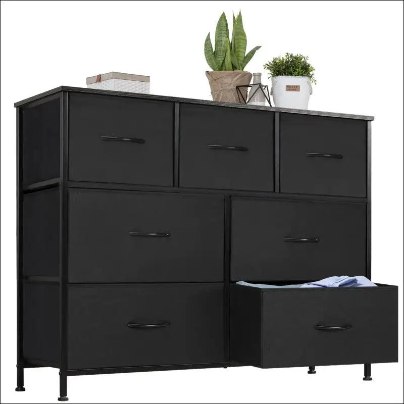 JHK Bedroom Dresser with 7 Fabric Drawers - Organizer Storage Chest for Clothes Living Room Display Cabinet Closet