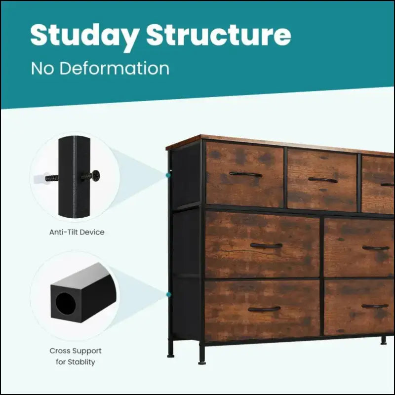 JHK Bedroom Dresser with 7 Fabric Drawers - Organizer Storage Chest for Clothes Living Room Display Cabinet Closet