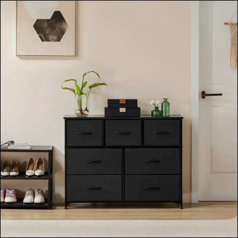 JHK Bedroom Dresser with 7 Fabric Drawers - Organizer Storage Chest for Clothes Living Room Display Cabinet Closet