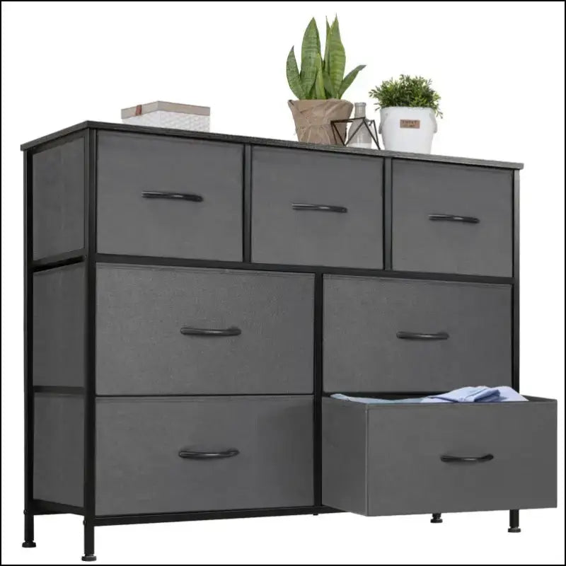 JHK Bedroom Dresser with 7 Fabric Drawers - Organizer Storage Chest for Clothes Living Room Display Cabinet Closet