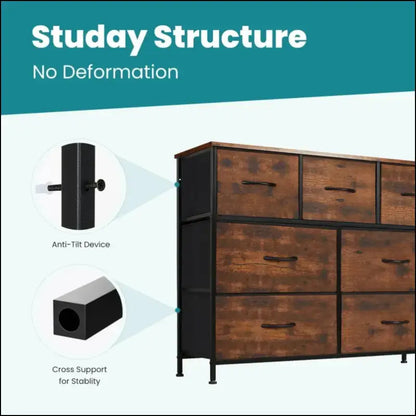 JHK Bedroom Dresser with 7 Fabric Drawers - Organizer Storage Chest for Clothes Living Room Display Cabinet Closet