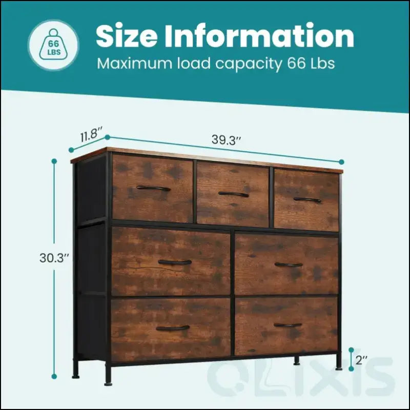 JHK Bedroom Dresser with 7 Fabric Drawers - Organizer Storage Chest for Clothes Living Room Display Cabinet Closet