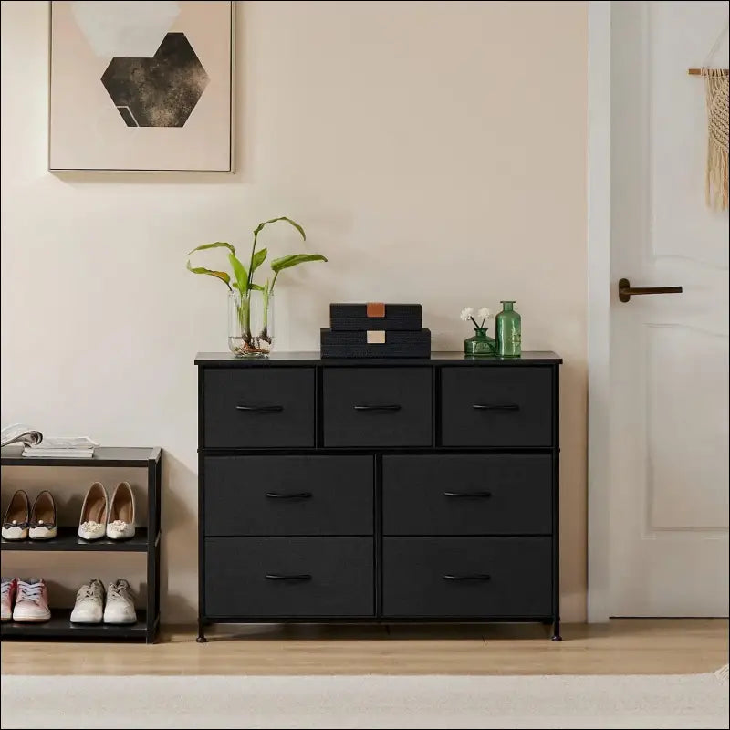 JHK Bedroom Dresser with 7 Fabric Drawers - Organizer Storage Chest for Clothes Living Room Display Cabinet Closet