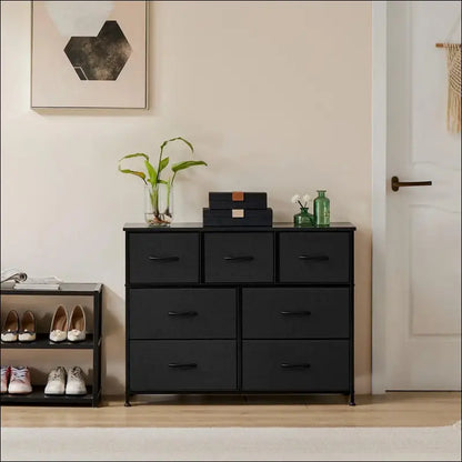 JHK Bedroom Dresser with 7 Fabric Drawers - Organizer Storage Chest for Clothes Living Room Display Cabinet Closet