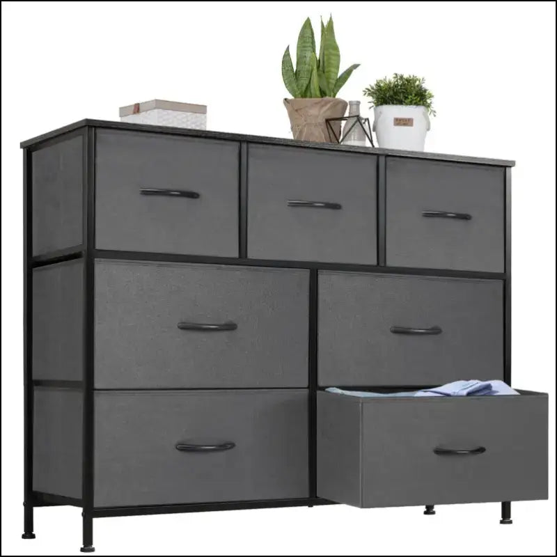 JHK Bedroom Dresser with 7 Fabric Drawers - Organizer Storage Chest for Clothes Living Room Display Cabinet Closet