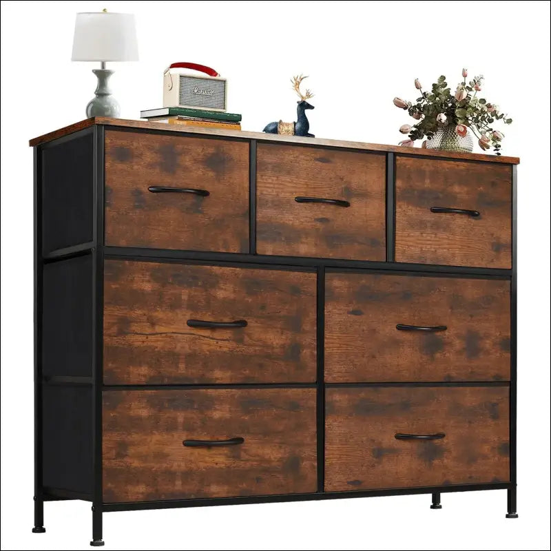 JHK Bedroom Dresser with 7 Fabric Drawers - Organizer Storage Chest for Clothes Living Room Display Cabinet Closet