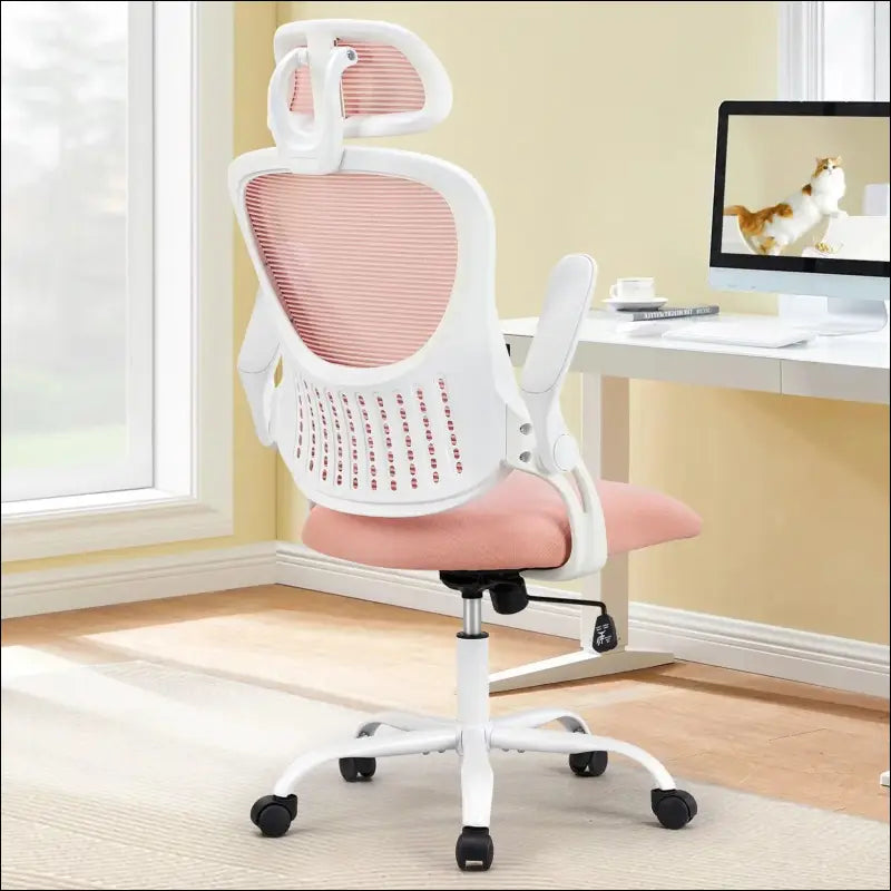 JHK Ergonomic Mesh Office Chair with Flip-Up Arms Adjustable Headrest and Lumbar Support – Ideal for Home Comfort