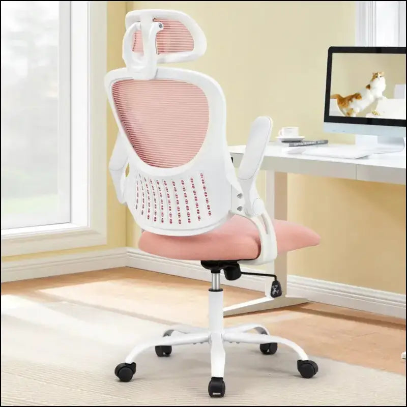 JHK Ergonomic Mesh Office Chair with Flip-Up Arms Adjustable Headrest and Lumbar Support – Ideal for Home Comfort