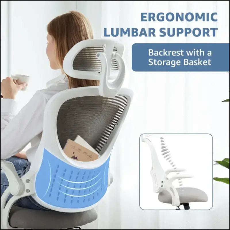 JHK Ergonomic Mesh Office Chair with Flip-Up Arms Adjustable Headrest and Lumbar Support – Ideal for Home Comfort