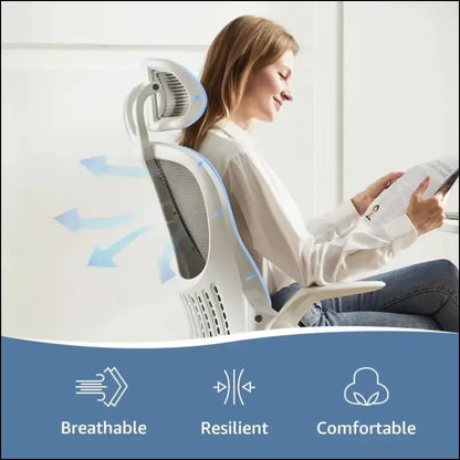 JHK Ergonomic Mesh Office Chair with Flip-Up Arms Adjustable Headrest and Lumbar Support – Ideal for Home Comfort