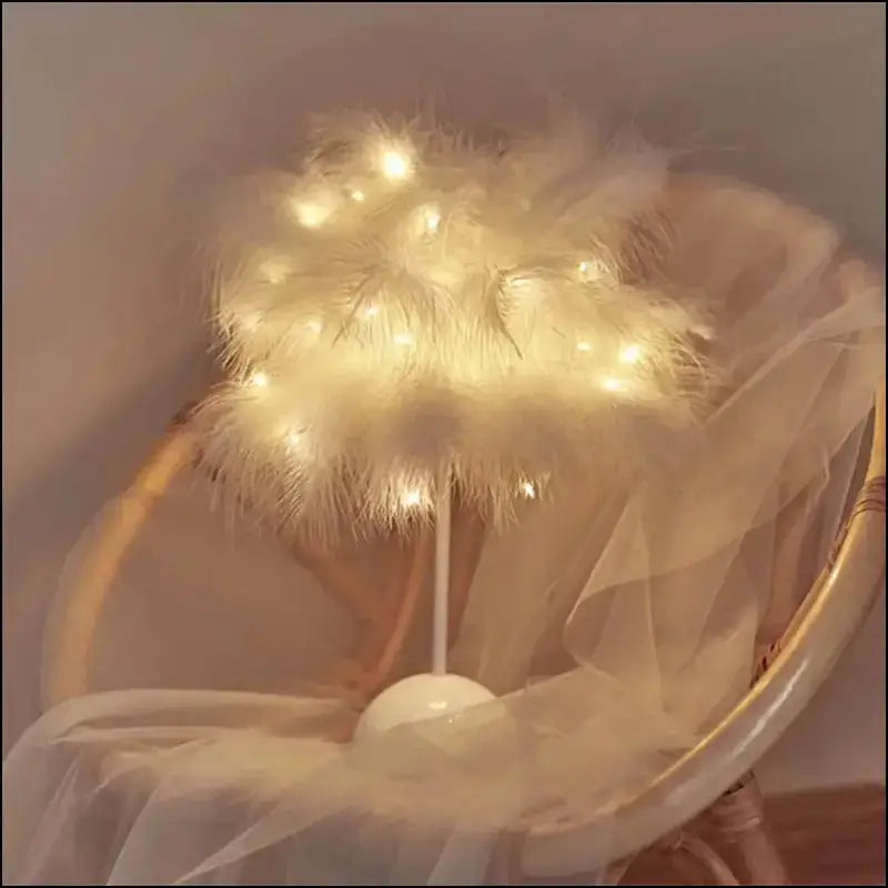 LED Feather Table Lamp - Romantic Decorative Light for Bedroom Dining & Birthday Decor (Battery Not Included)