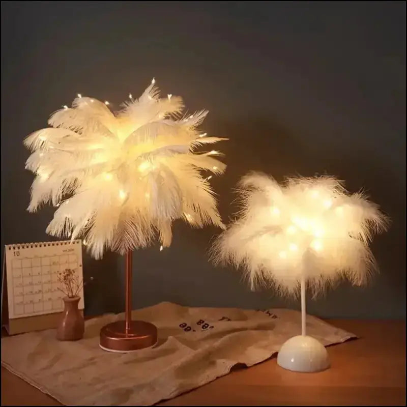 LED Feather Table Lamp - Romantic Decorative Light for Bedroom Dining & Birthday Decor (Battery Not Included)