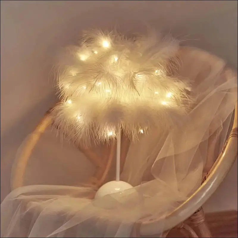 LED Feather Table Lamp - Romantic Decorative Light for Bedroom Dining & Birthday Decor (Battery Not Included)