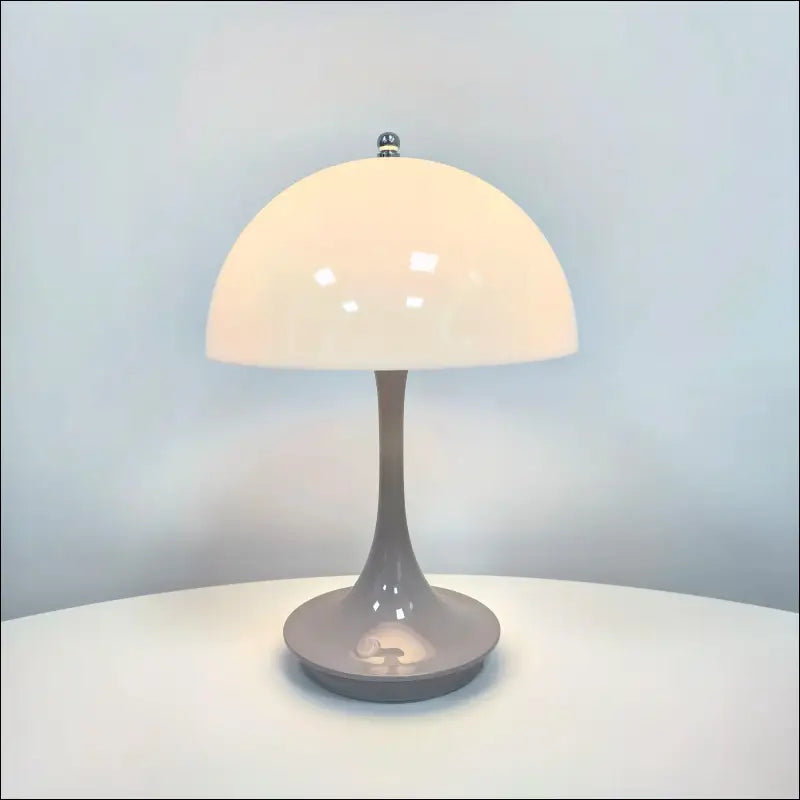 LED Mushroom Table Lamp - Portable USB Charging Dimmable Flower Bud for Bedroom & Bedside - Type-C charging / grey