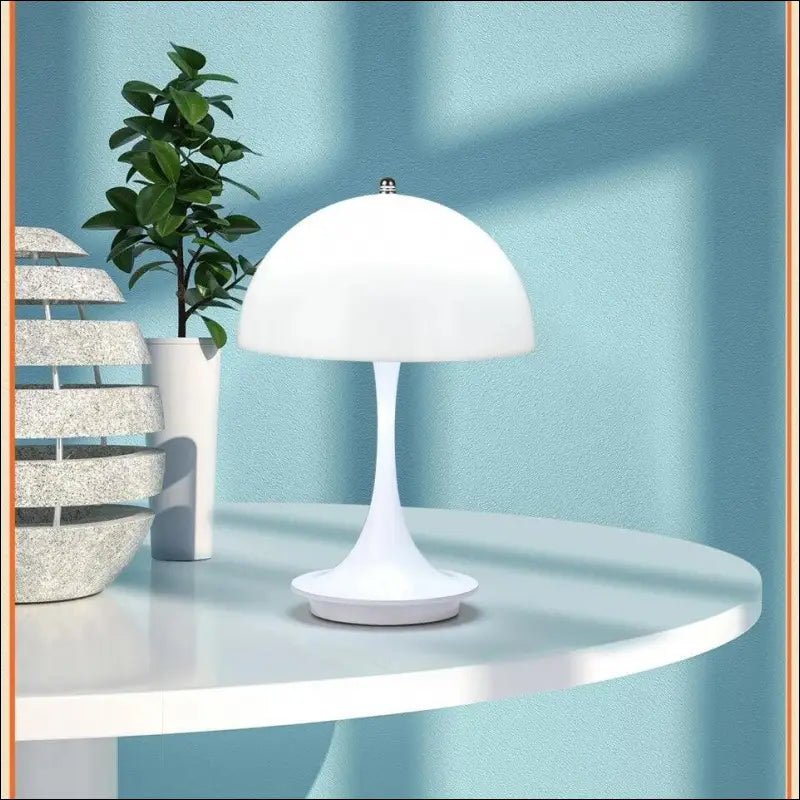 LED Mushroom Table Lamp - Portable USB Charging Dimmable Flower Bud for Bedroom & Bedside - Type-C charging / white