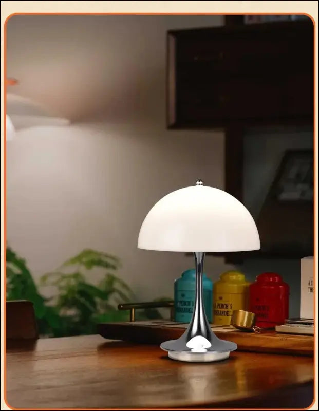LED Mushroom Table Lamp - Portable USB Charging Dimmable Flower Bud for Bedroom & Bedside - mushroom small table lamp