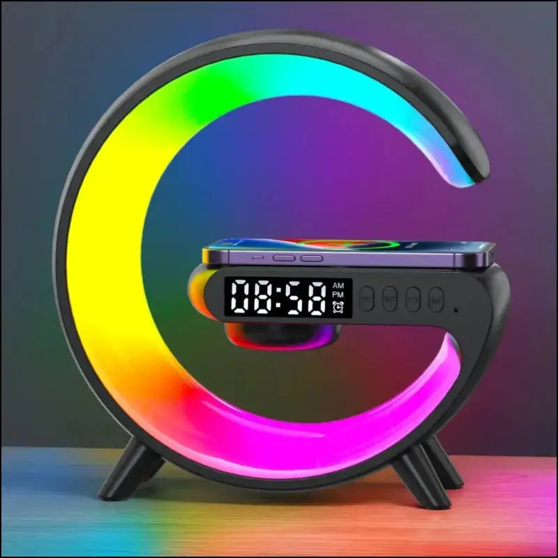 LED Smart Wake Up Light RGB Night with Wireless Speaker 15W Rechargeable Desk Lamp for Bedroom Bedside Game Room
