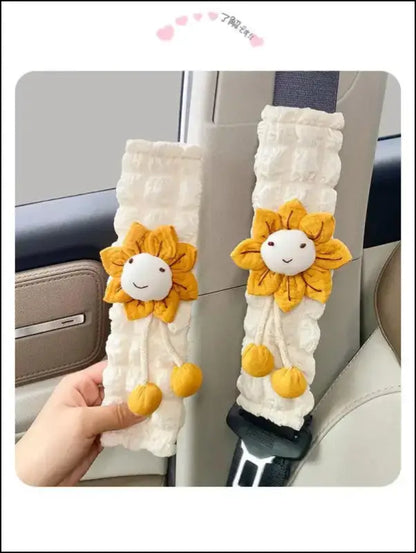 LULECI Cute Sunflower Car Seat Belt Shoulder Cover for Girls - Stylish Accessories & Decoration Supplies