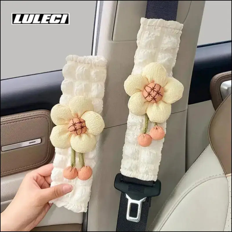 LULECI Cute Sunflower Car Seat Belt Shoulder Cover for Girls - Stylish Accessories & Decoration Supplies