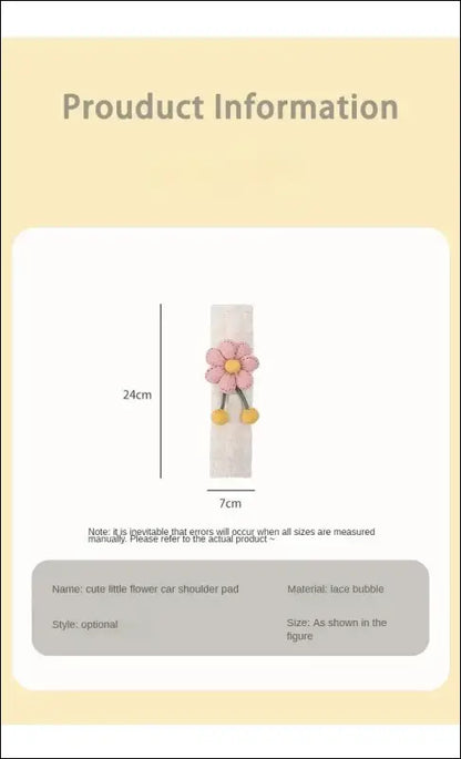 LULECI Cute Sunflower Car Seat Belt Shoulder Cover for Girls - Stylish Accessories & Decoration Supplies