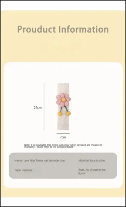 LULECI Cute Sunflower Car Seat Belt Shoulder Cover for Girls - Stylish Accessories & Decoration Supplies