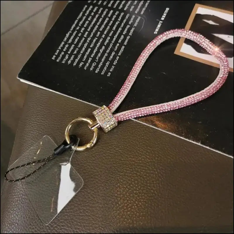 Luxury Rhinestone Mobile Phone Lanyard – High-End Diamond-Encrusted Antiloss Wrist Chain - Pink / CHINA