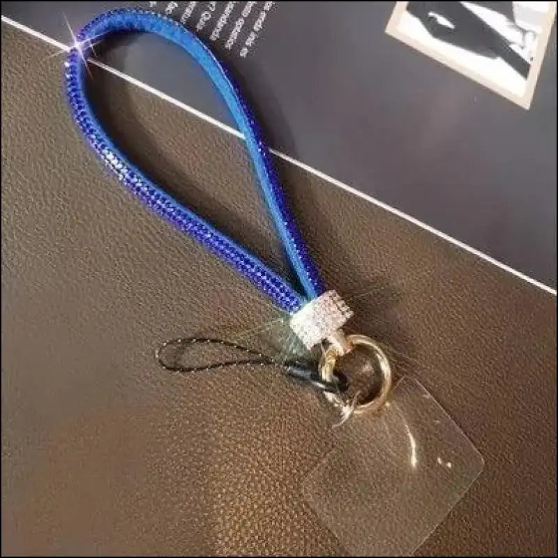 Luxury Rhinestone Mobile Phone Lanyard – High-End Diamond-Encrusted Antiloss Wrist Chain - Dare Blue / CHINA