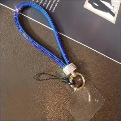 Luxury Rhinestone Mobile Phone Lanyard – High-End Diamond-Encrusted Antiloss Wrist Chain - Dare Blue / CHINA