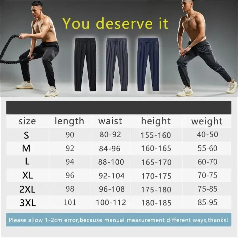 Men’s running pants with zipper pockets Quick drying sport men Training jogging sports trousers Lightweight workout