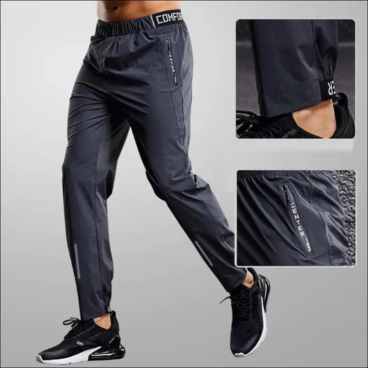 Men’s running pants with zipper pockets Quick drying sport men Training jogging sports trousers Lightweight workout