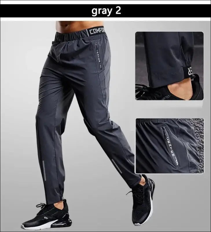 Men’s running pants with zipper pockets Quick drying sport men Training jogging sports trousers Lightweight workout
