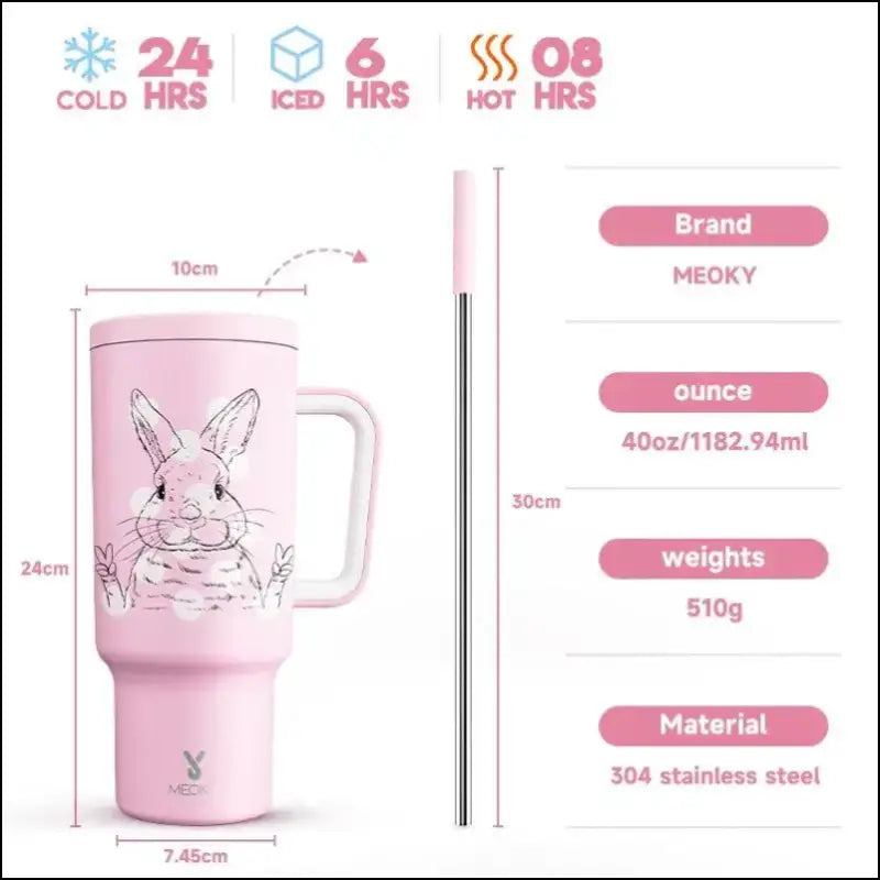 Meoky 40oz Stainless Steel Vacuum Tumbler with Straw & Lid | Leak-Proof Large Capacity Car Mug | Food-Grade Insulated