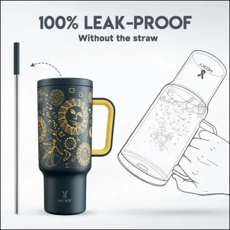 Meoky 40oz Stainless Steel Vacuum Tumbler with Straw & Lid | Leak-Proof Large Capacity Car Mug | Food-Grade Insulated