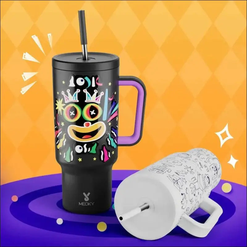 Meoky 40oz Stainless Steel Vacuum Tumbler with Straw & Lid | Leak-Proof Large Capacity Car Mug | Food-Grade Insulated