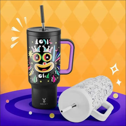 Meoky 40oz Stainless Steel Vacuum Tumbler with Straw & Lid | Leak-Proof Large Capacity Car Mug | Food-Grade Insulated