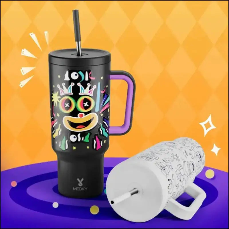 Meoky 40oz Stainless Steel Vacuum Tumbler with Straw & Lid | Leak-Proof Large Capacity Car Mug | Food-Grade Insulated