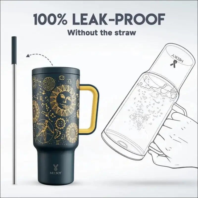Meoky 40oz Stainless Steel Vacuum Tumbler with Straw & Lid | Leak-Proof Large Capacity Car Mug | Food-Grade Insulated