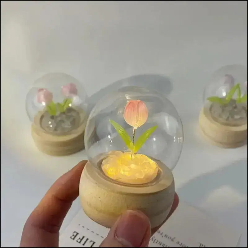 Mini Tulip Night Light Handmade DIY Material Cute Atmosphere Lamp Home Decor Birthday Gift For Girls Family Friends