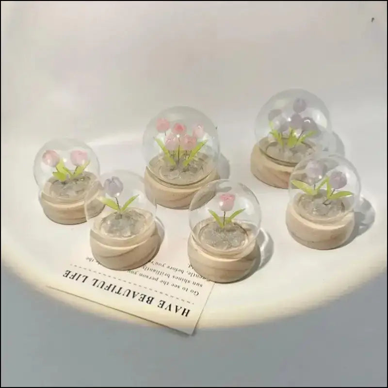Mini Tulip Night Light Handmade DIY Material Cute Atmosphere Lamp Home Decor Birthday Gift For Girls Family Friends