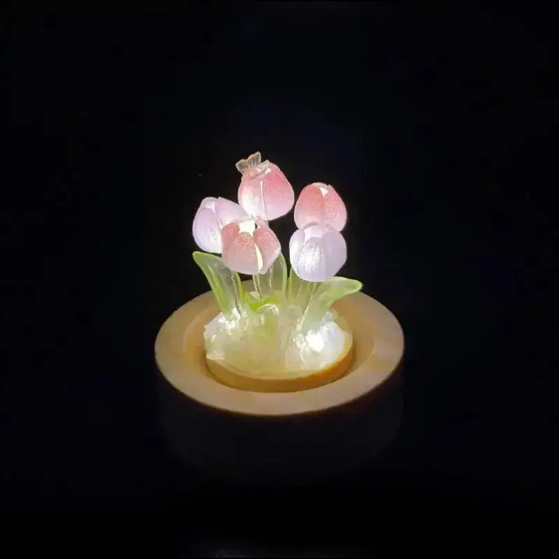 Mini Tulip Night Light Handmade DIY Material Cute Atmosphere Lamp Home Decor Birthday Gift For Girls Family Friends