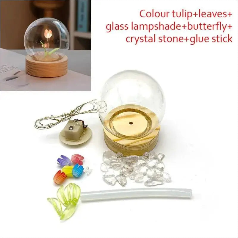 Mini Tulip Night Light Handmade DIY Material Cute Atmosphere Lamp Home Decor Birthday Gift For Girls Family Friends