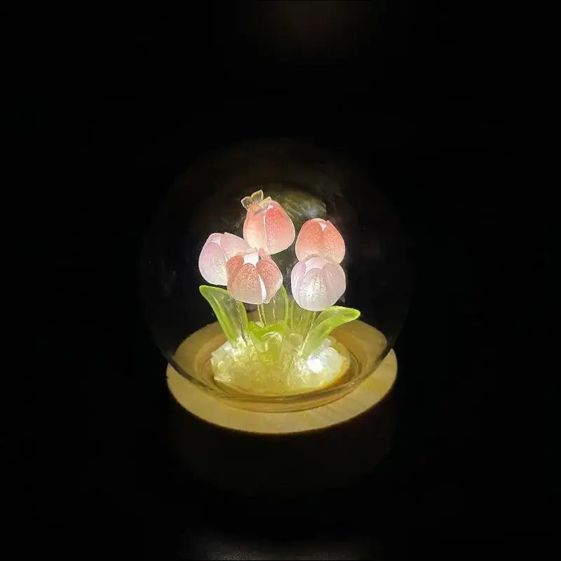 Mini Tulip Night Light Handmade DIY Material Cute Atmosphere Lamp Home Decor Birthday Gift For Girls Family Friends