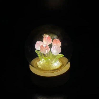 Mini Tulip Night Light Handmade DIY Material Cute Atmosphere Lamp Home Decor Birthday Gift For Girls Family Friends