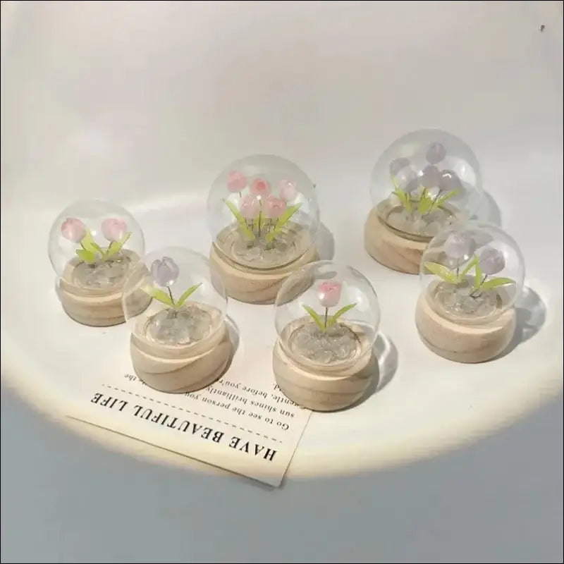 Mini Tulip Night Light Handmade DIY Material Cute Atmosphere Lamp Home Decor Birthday Gift For Girls Family Friends