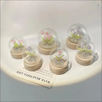Mini Tulip Night Light Handmade DIY Material Cute Atmosphere Lamp Home Decor Birthday Gift For Girls Family Friends