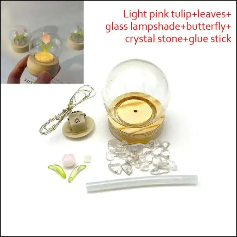 Mini Tulip Night Light Handmade DIY Material Cute Atmosphere Lamp Home Decor Birthday Gift For Girls Family Friends
