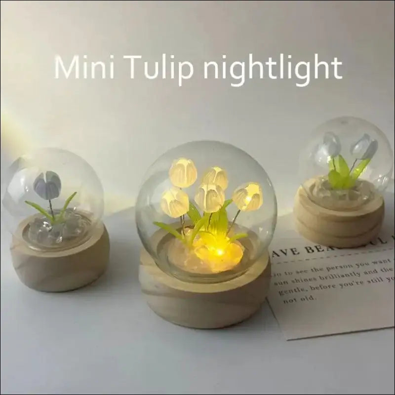Mini Tulip Night Light Handmade DIY Material Cute Atmosphere Lamp Home Decor Birthday Gift For Girls Family Friends