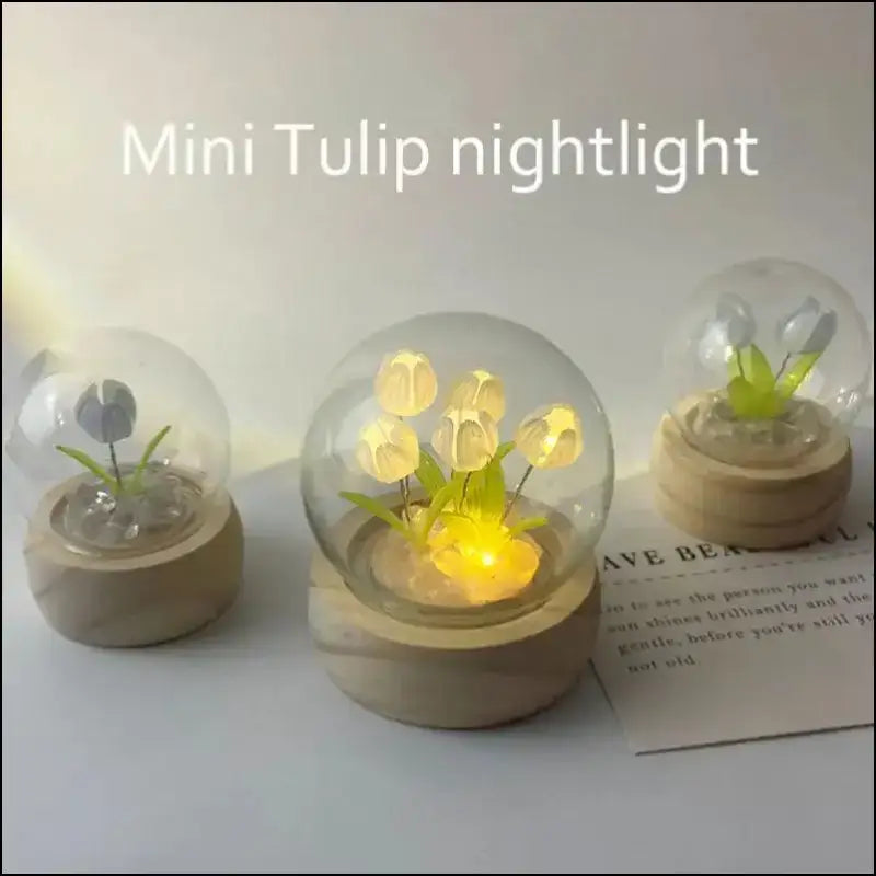 Mini Tulip Night Light Handmade DIY Material Cute Atmosphere Lamp Home Decor Birthday Gift For Girls Family Friends