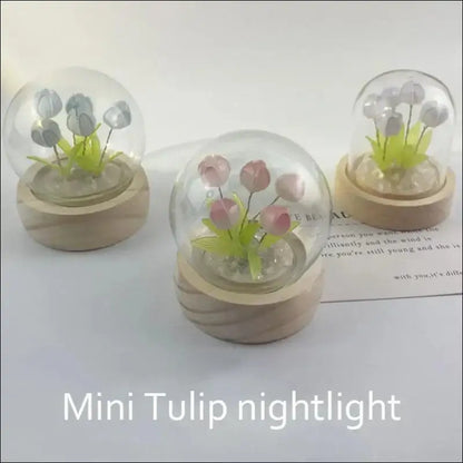 Mini Tulip Night Light Handmade DIY Material Cute Atmosphere Lamp Home Decor Birthday Gift For Girls Family Friends