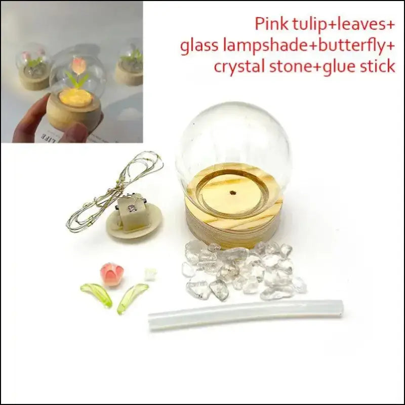 Mini Tulip Night Light Handmade DIY Material Cute Atmosphere Lamp Home Decor Birthday Gift For Girls Family Friends